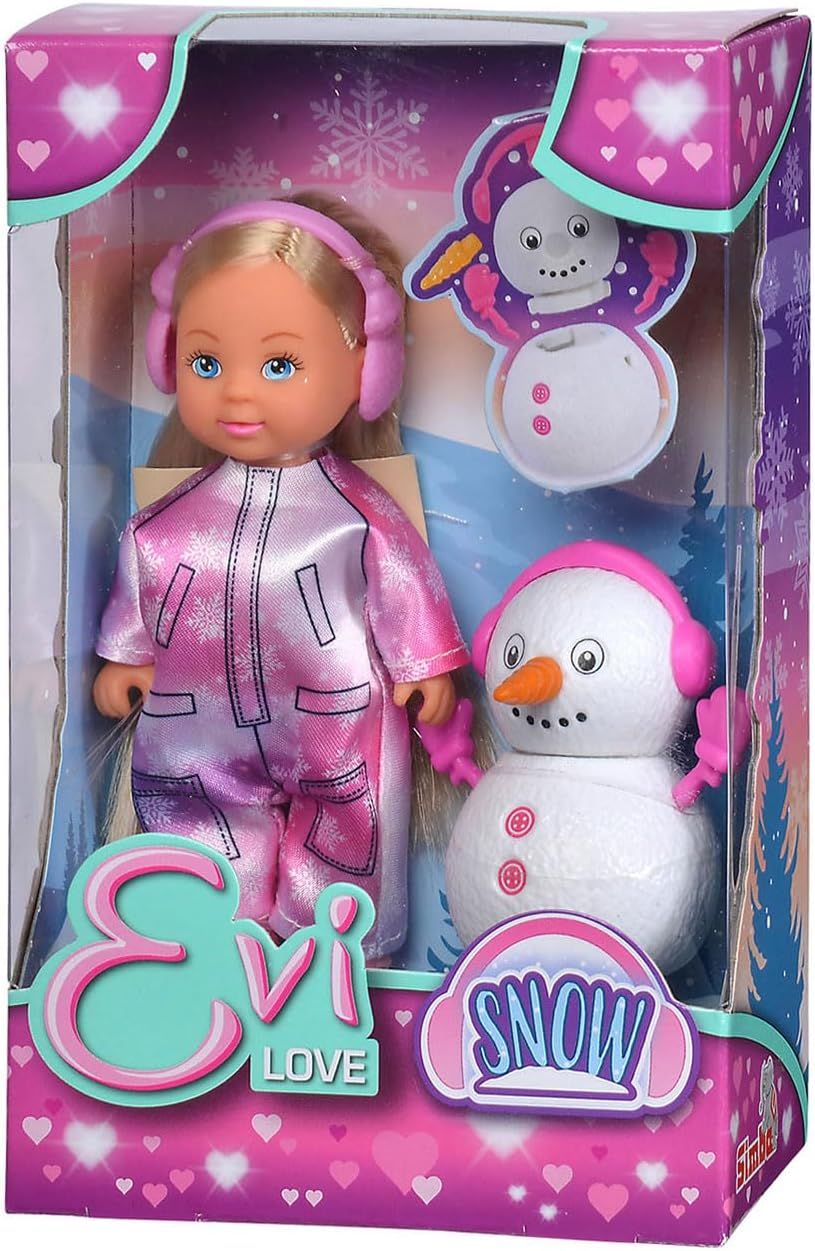 Evi Love Neige - Mini Poupée 12cm - Tenue de Ski - Bonhomme de Neige