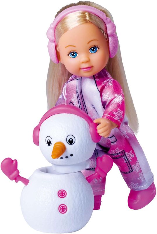Evi Love Neige - Mini Poupée 12cm - Tenue de Ski - Bonhomme de Neige