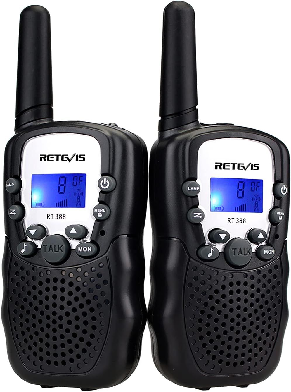 Talkie-walkie pour Enfant, 16 Canaux, Lampe de Torche VOX 10 Tonalités, 2 couleurs, noir et olive