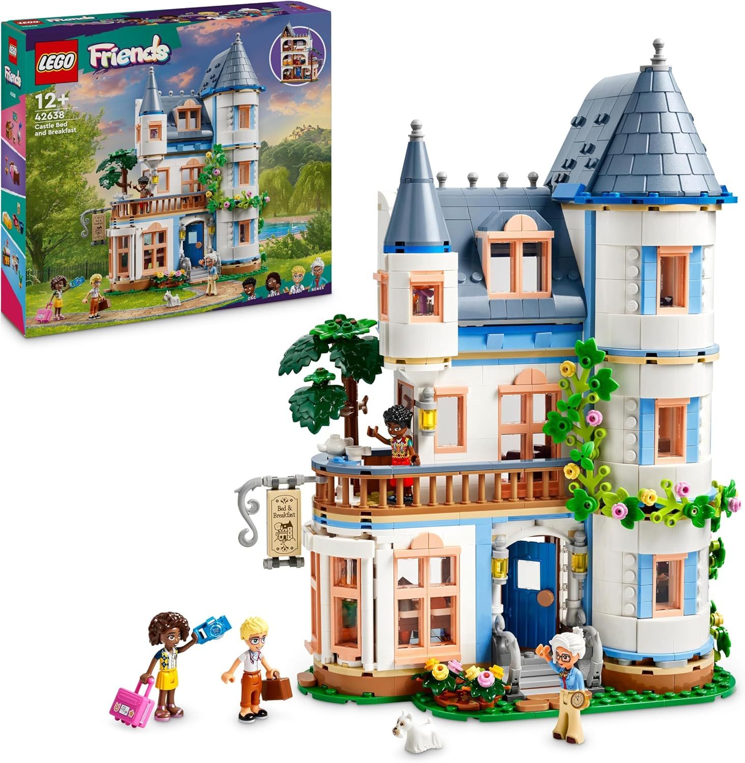 LEGO Friends La Chambre d’Hôte dans Un Château avec 4 Mini-poupées, Un Chien et des Accessoires