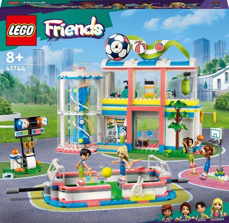 LEGO  Friends Le Centre Sportif, Jeux de Football, Basketball et Tennis Plus Mur d&#39;escalade et 4 Mini-Poupées, Heartlake City