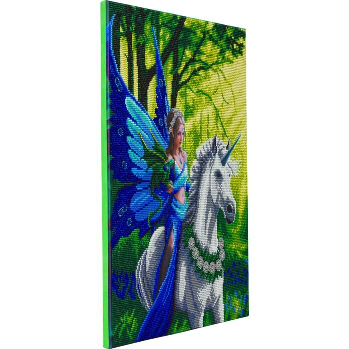 Royaume de l'enchantement "Fée sur licorne", 40x50cm Crystal Art Kit ANNE STOKE, pré encadré sur cadre en bois, tableau à diamanter