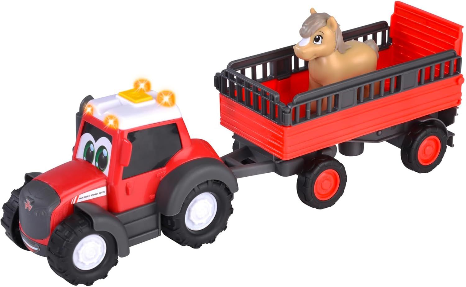 Dickie Toys ABC Massey Ferguson – Tracteur de ferme avec remorque d&#39;animaux et cheval
