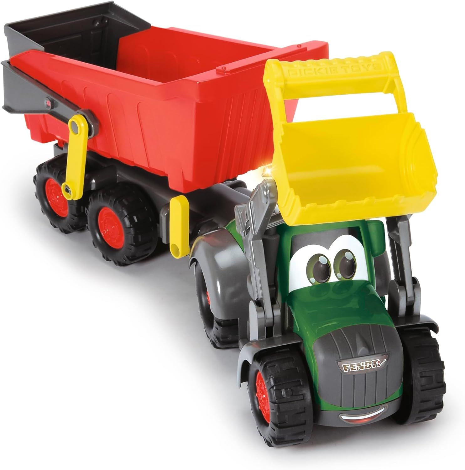 Dickie Toys ABC - Tracteur Jouet 65cm Fendt avec remorque, lumière et Son