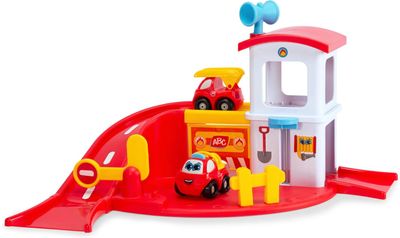 Dickie Toys ABC Felix Fire Station (42 x 33 cm) – Kit de Pompiers à partir de 1 an avec Rampe, 2 Voitures Jouets et Fonctions