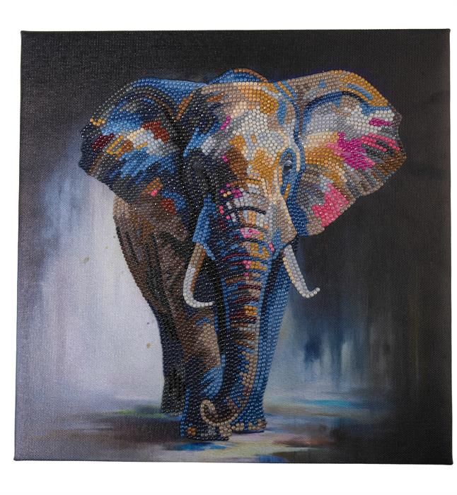 Crystal Art éléphant majestueux 30x30 cm, sur châssis en bois, tableau à diamanter
