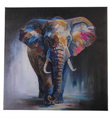 Crystal Art éléphant majestueux 30x30 cm, sur châssis en bois, tableau à diamanter
