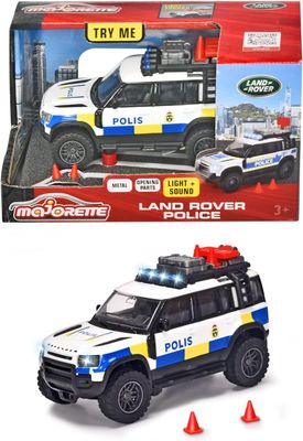Majorette - Land Rover Voiture de police Metal, Lumière, Son, Porte Arrière Ouvrante, Pneus en Caoutchouc