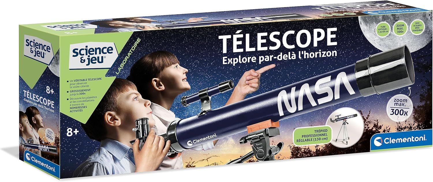 Clementoni - Télescope NASA 8 Ans + - Explorez l&#39;espace, Jeu éducatif d&#39;expériences