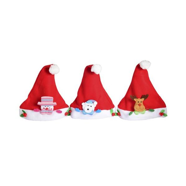 Bonnet de Père Noël pour enfants avec figurines