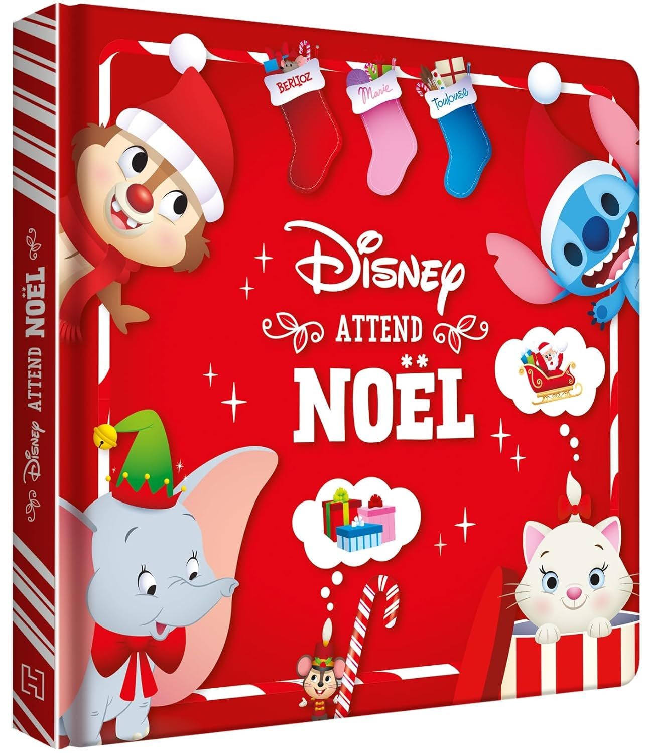 Livre Disney attend Noël, avec Stitch, Dumbo, Mickey, Winnie, etc.