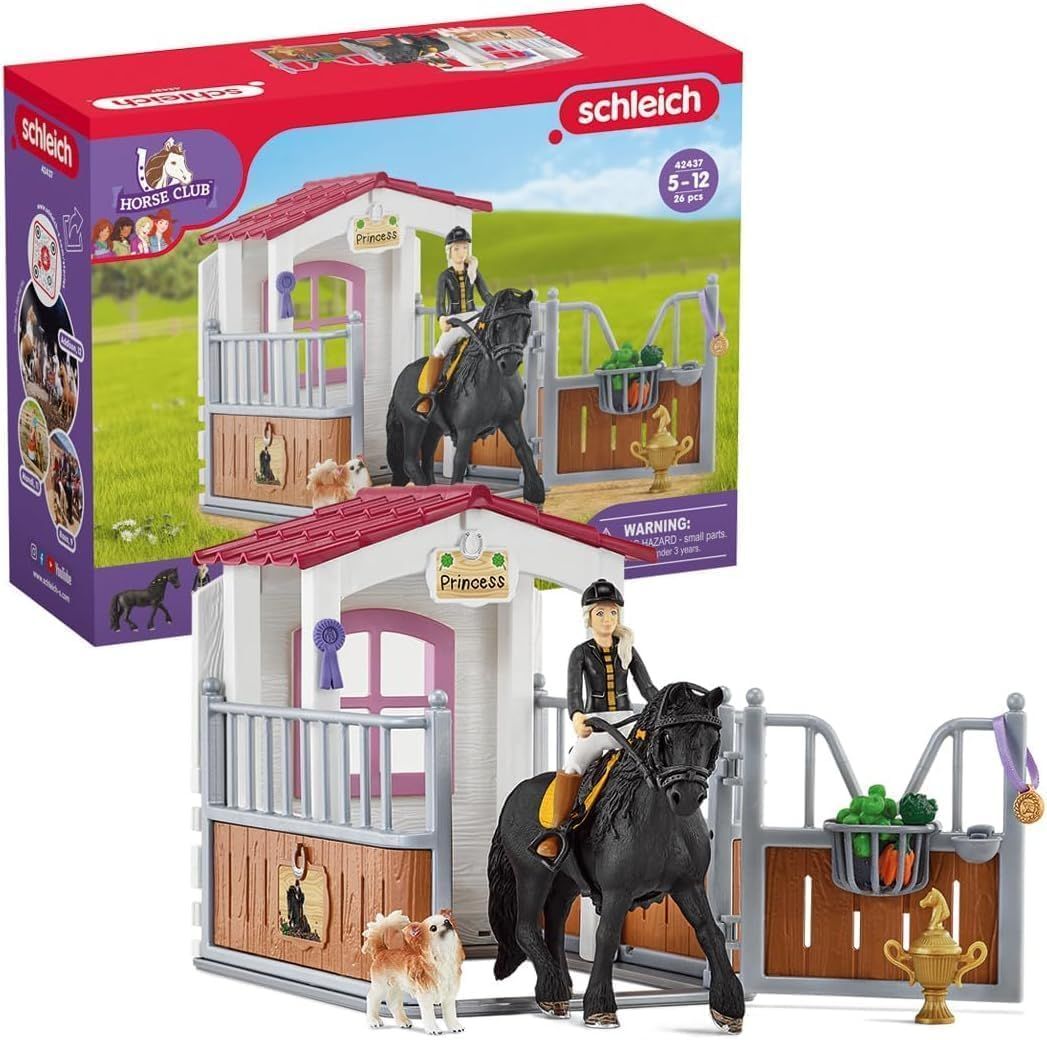 Schleich HORSE CLUB - Box avec Tori et Princess, Extension pour écurie avec 26 éléments inclus 1 cheval