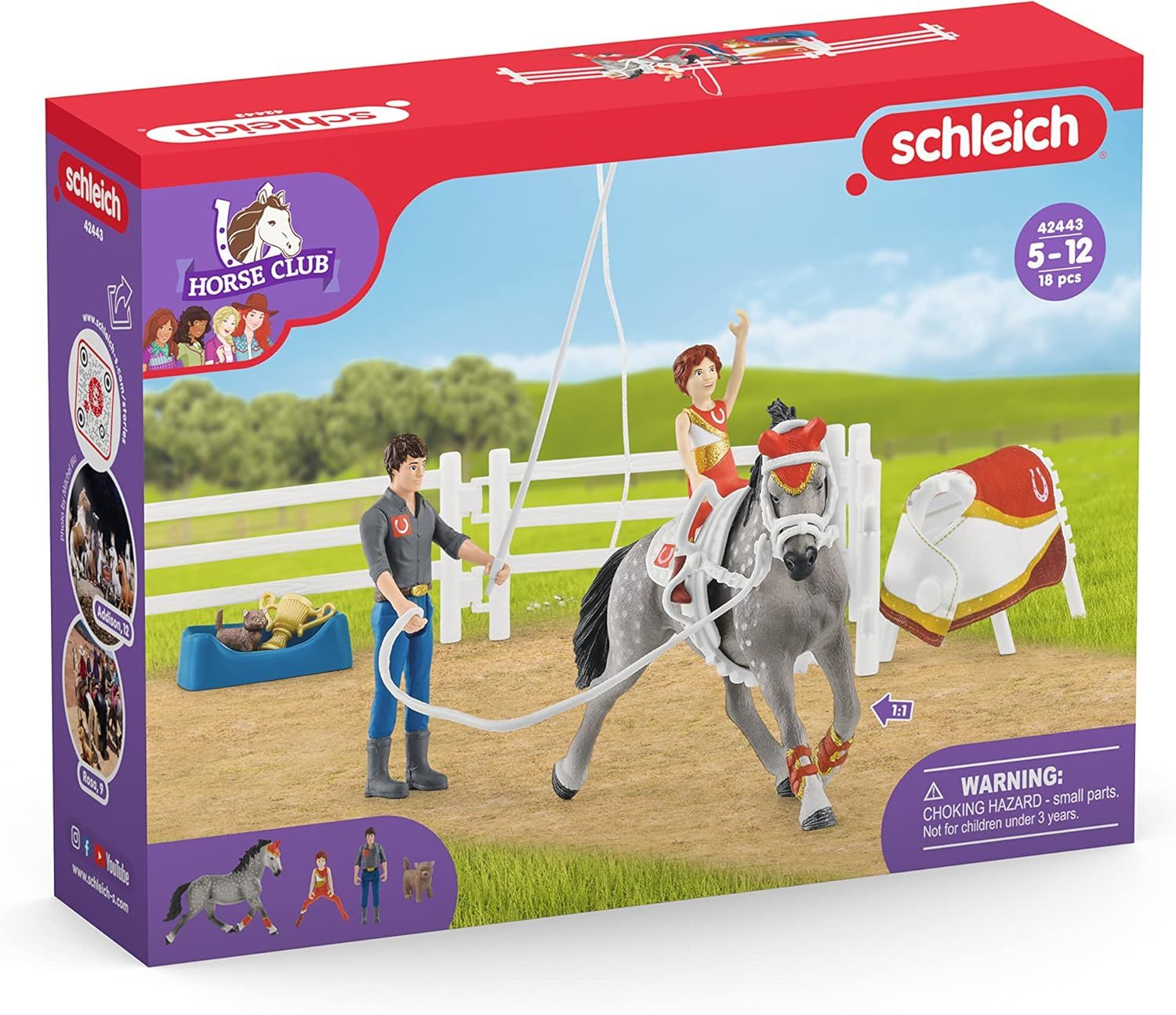 Schleich Kit de voltige équestre HORSE CLUB Mia, cheval et chat