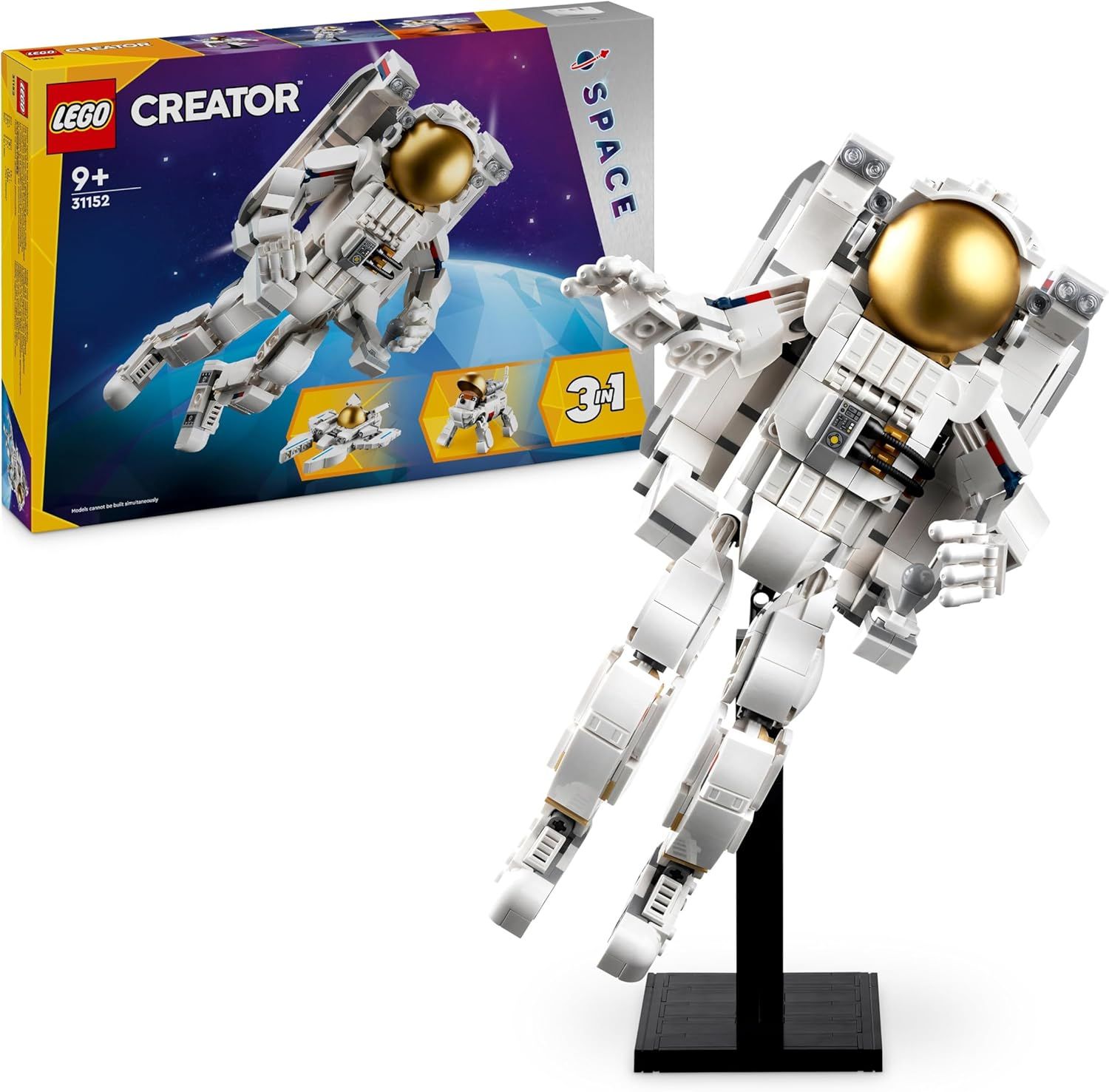 LEGO Creator 3-en-1 L’Astronaute dans l’Espace, Jouet de Construction avec Chien et Navette Spatiale