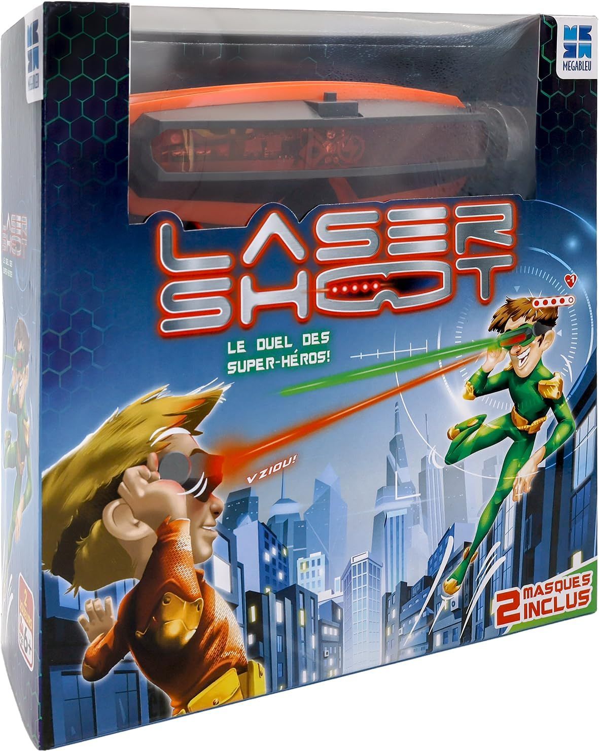 MEGABLEU - Laser Shoot - Jeux Laser Enfant - Jeux de Tir - Jeux de Combat Enfant Intérieur/Extérieur - 2 Masques Laser Inclus