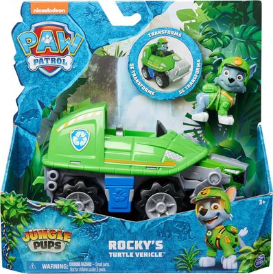 Paw Patrol - Pat Patrouille - Véhicule + Figurine Rocky Jungle Pups