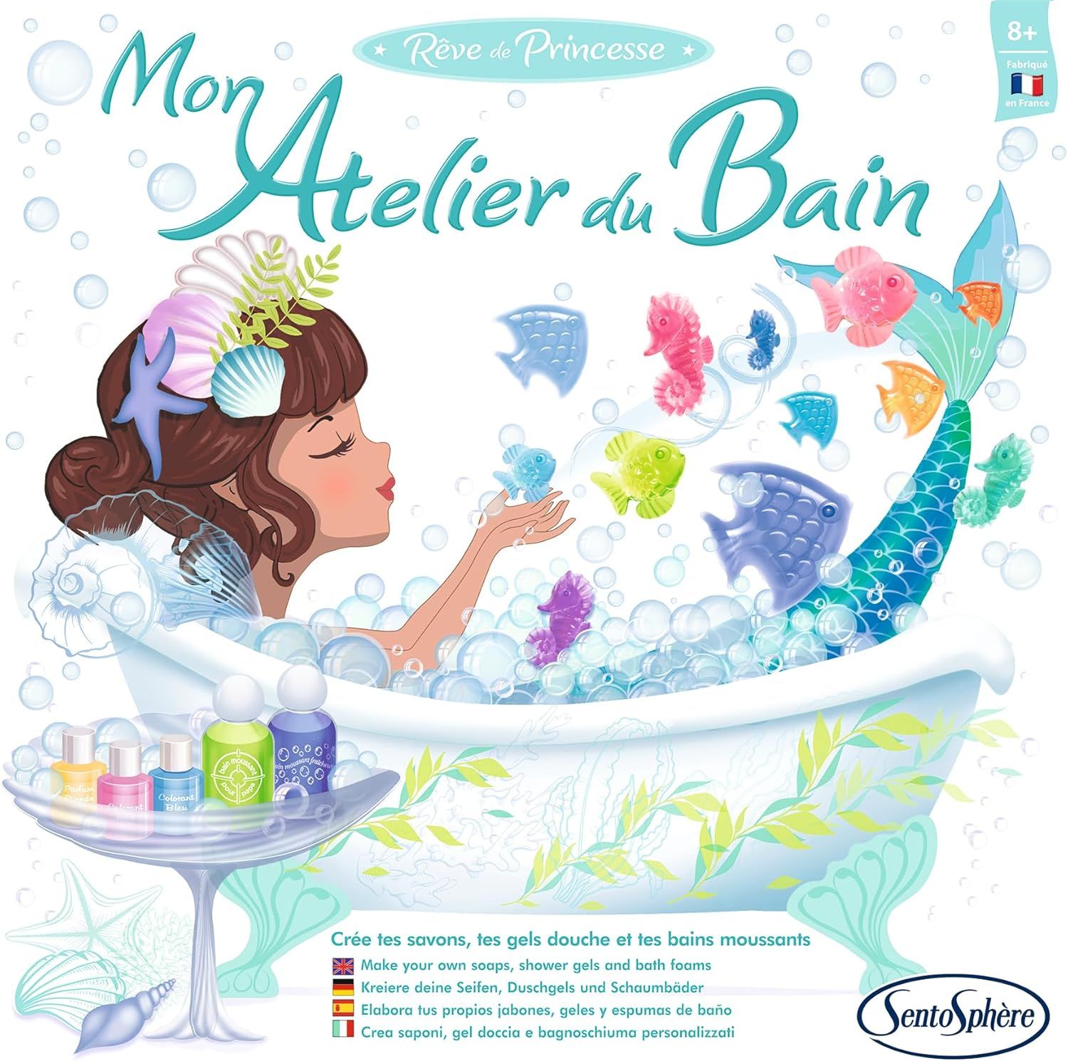 SentoSphère - MON ATELIER DU BAIN - Création de savons, gels douche et bains moussants - Kit DIY Cosmétique - Laboratoire Créatif - Rêve de Princesses