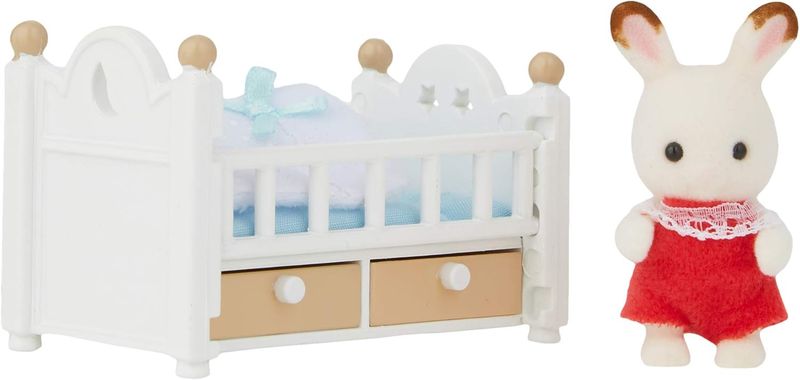 Sylvanian Families- Le bébé Lapin Chocolat et lit