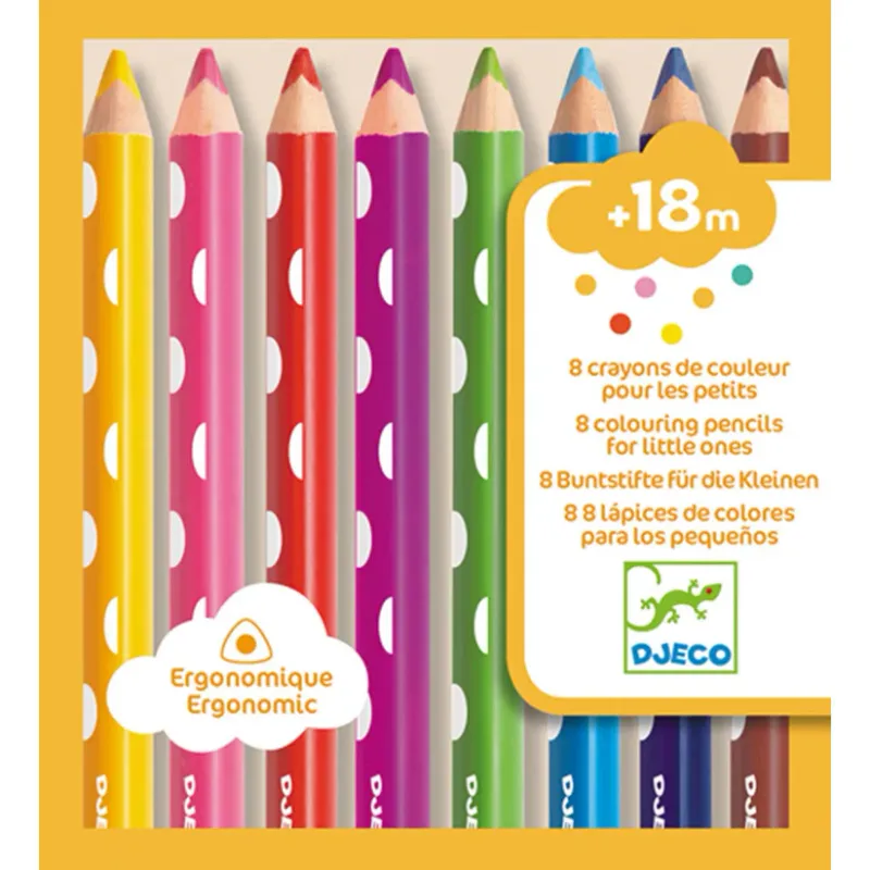 Djeco 8 crayons de couleur pour les plus petits