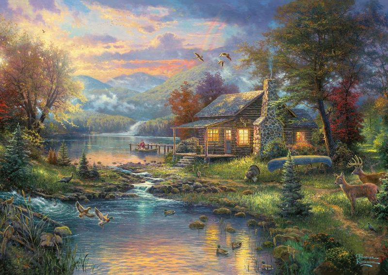 Schmidt Spiele- Thomas Kinkade, Nature Paradise, Puzzle de 500 pièces dans Une boîte nostalgique