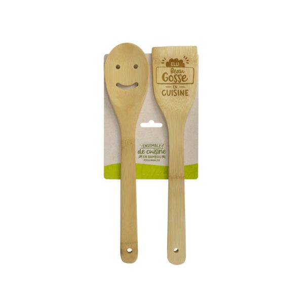 Spatule en bois lot de 2,  Elu Beau gosse en cuisine