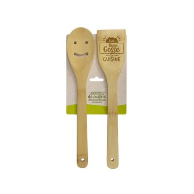 Spatule en bois lot de 2,  Elu Beau gosse en cuisine