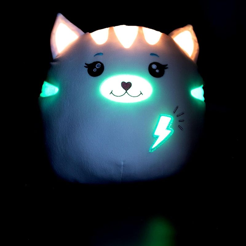 Depesche 13045 Ylvi Swoppies-Doudou Chat en Blanc, avec Effet Lumineux, éclair et Oreilles Pointues, Peluche