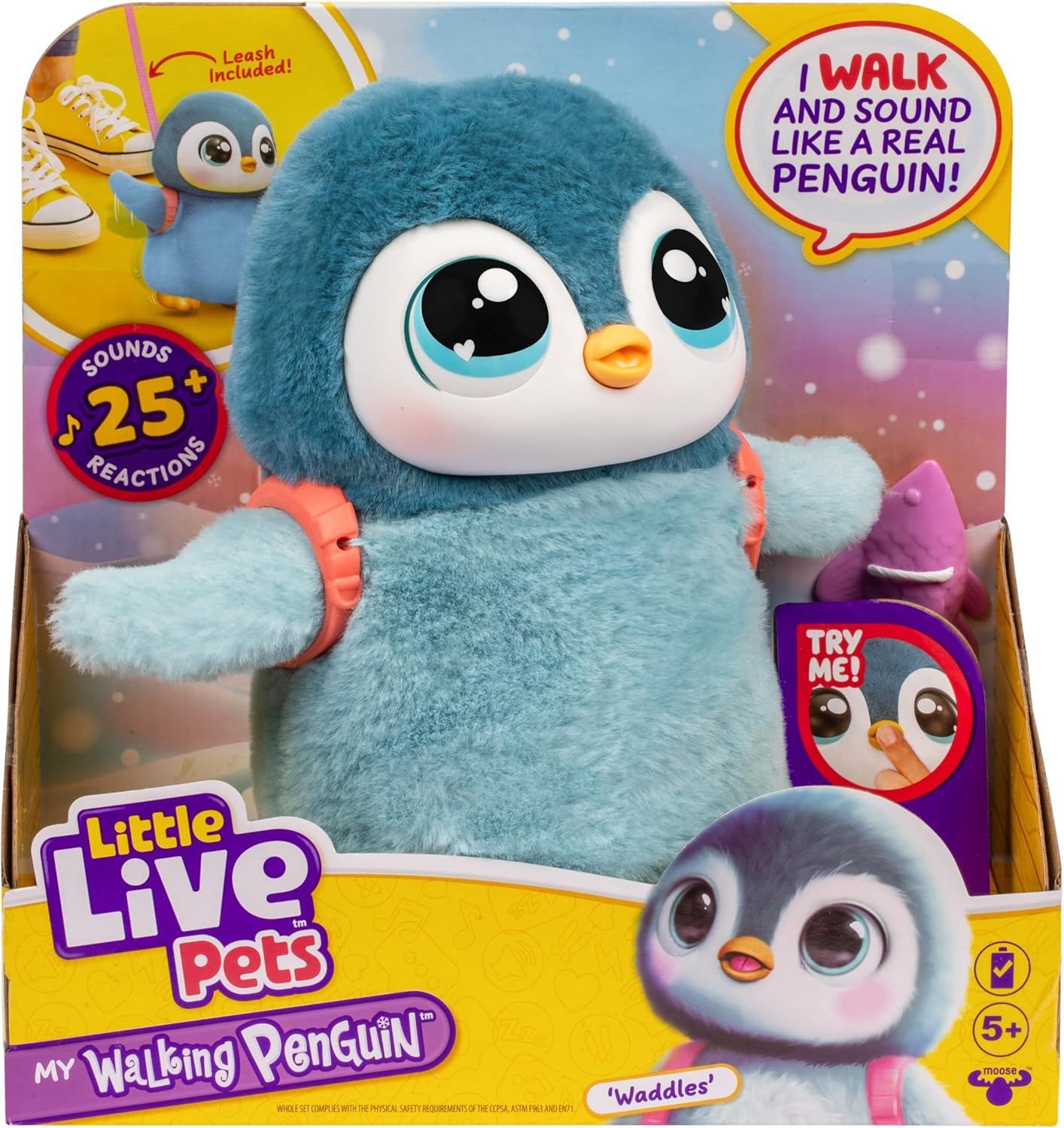 Little Live Pets Mon Petit Pingouin - Waddles | Jouet interactif Doux à câliner Qui Marche, Danse et Bat des Ailes. Plus de 25 Sons et réactions. Piles fournies