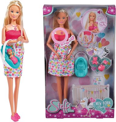 Simba - Steffi Love Tendre Maman - Enceinte - Poupée Mannequin Interactive - 29cm