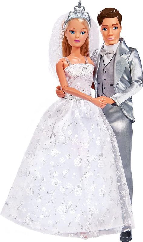 Simba Steffi Love 105723495 – Robe de mariée Romantique et Costume de Mariage, avec Chaussures et diadème, pour Mannequin de 29 cm et 30 cm, sans poupée