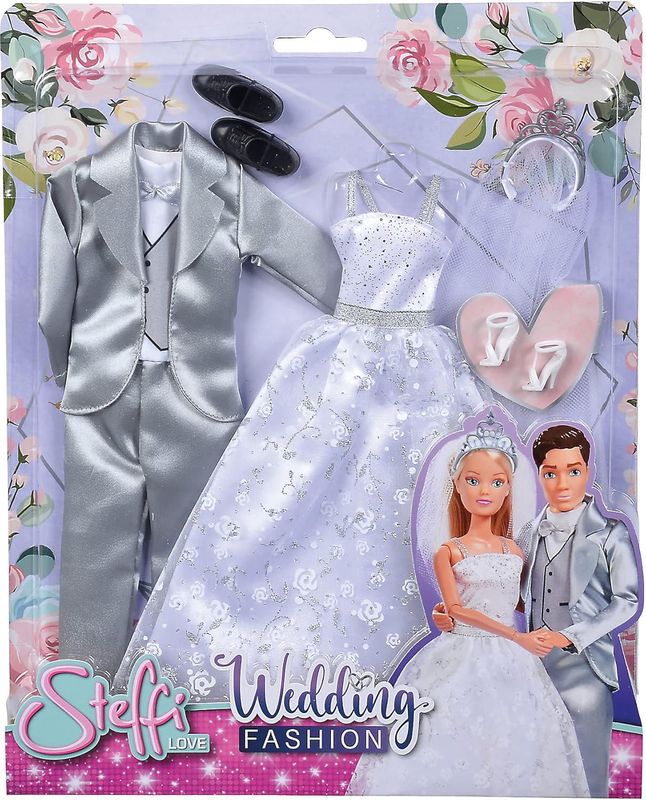 Simba Steffi Love 105723495 – Robe de mariée Romantique et Costume de Mariage, avec Chaussures et diadème, pour Mannequin de 29 cm et 30 cm, sans poupée