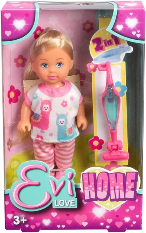 Simba Evi Love Home Poupée en Joli survêtement avec aspirateur 2 en 1, 12 cm