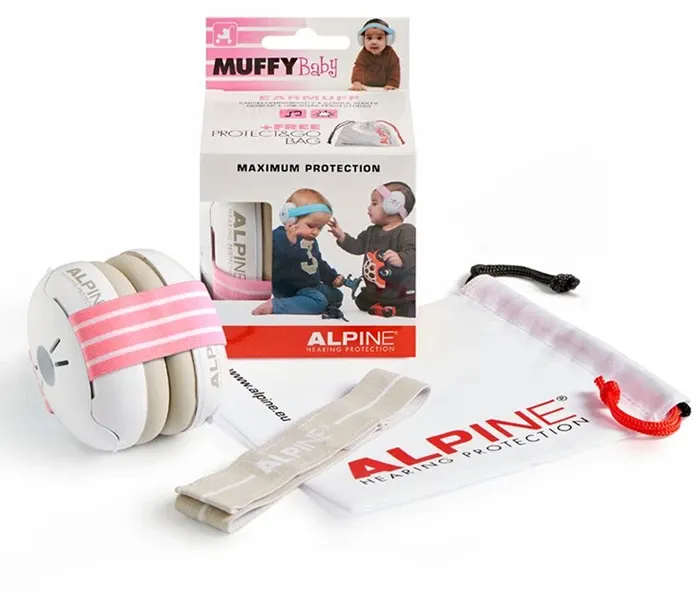 Casque anti-bruit bébé rose Baby Muffy, bandeau 1x rose / 1x gris, dès 3 mois, pamire, carnaval, etc.