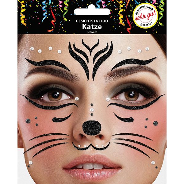 Tatouage (tattoo) pour le visage chat, pour carnaval, soirée déguisée, anniversaire, etc.