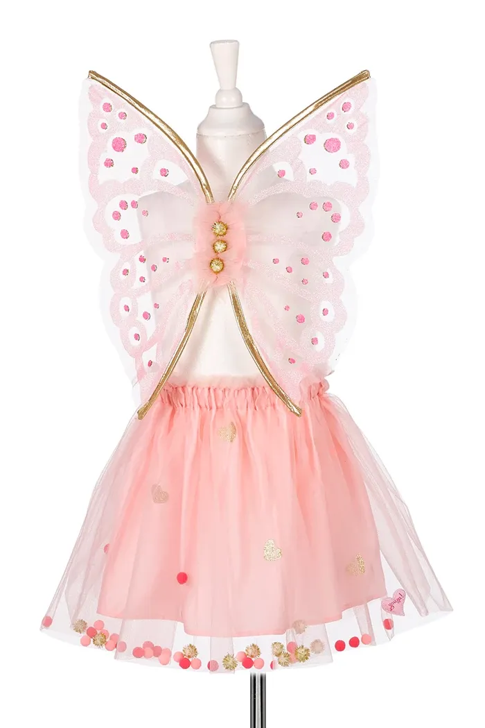 Costume de fée, avec ailes et jupe rose Lusianne, pour carnaval, soirée déguisée, anniversaire, etc.