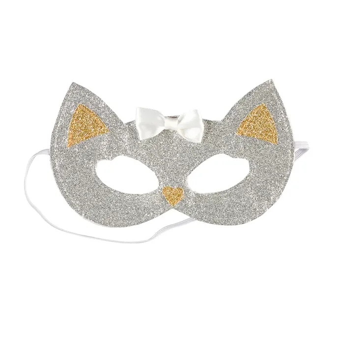 Masque loup chat argenté paillette, pour carnaval, anniversaire