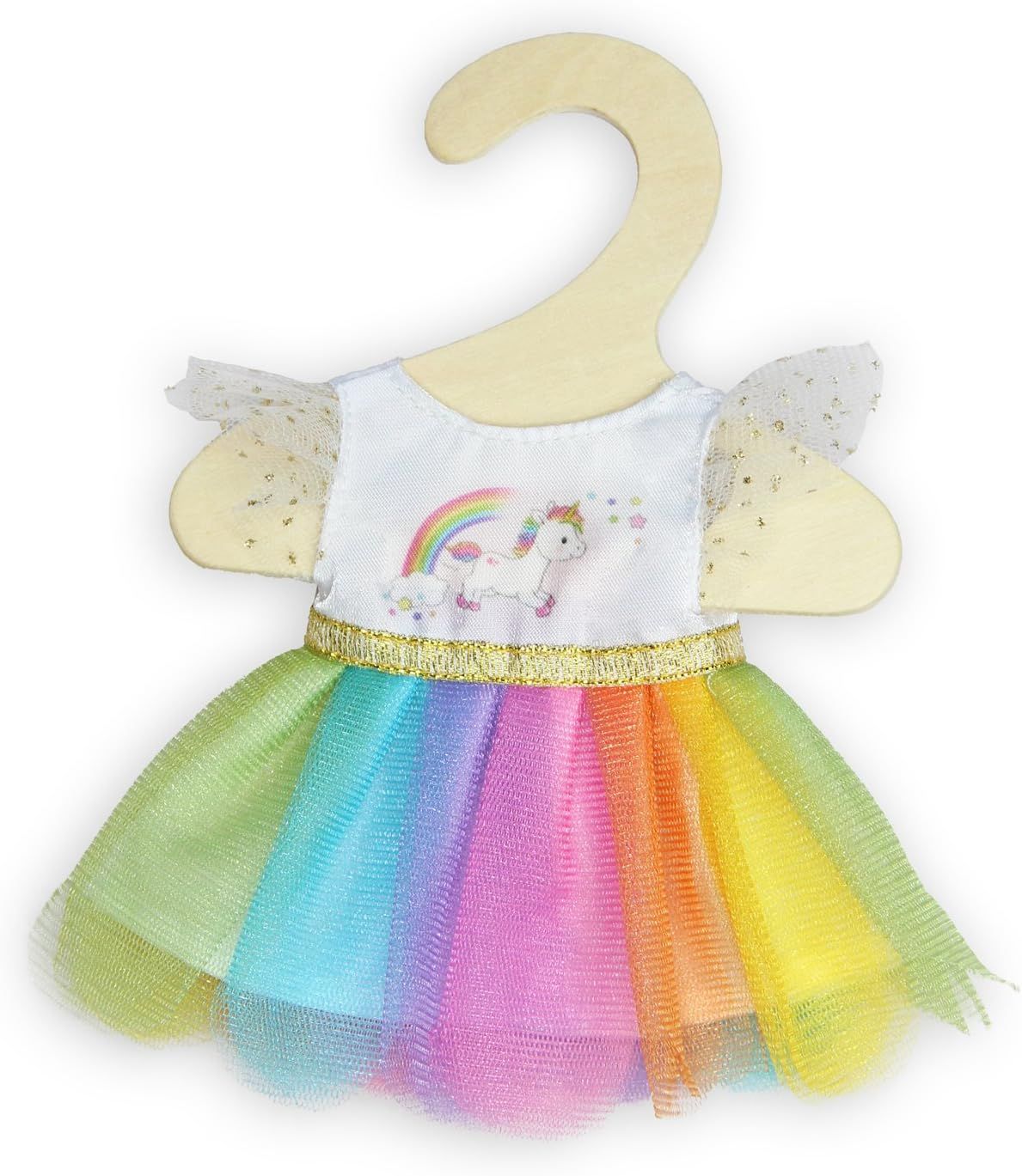 Robe Licorne arc-en-ciel pour poupée de 35 à 45 cm
