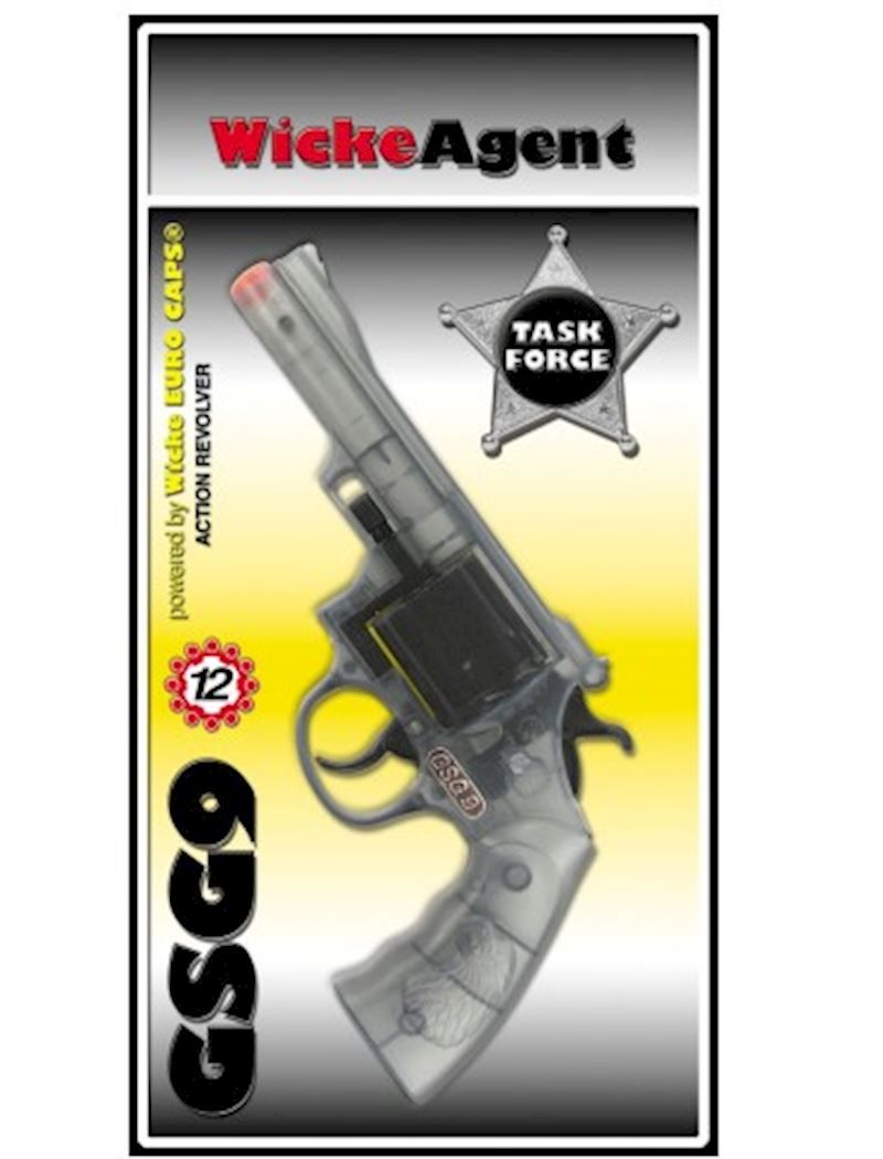 Pistolet en plastique transparent de cow-boy, GSG9, pour amorces pétard rondelles de 12 coups, carnaval et déguisement