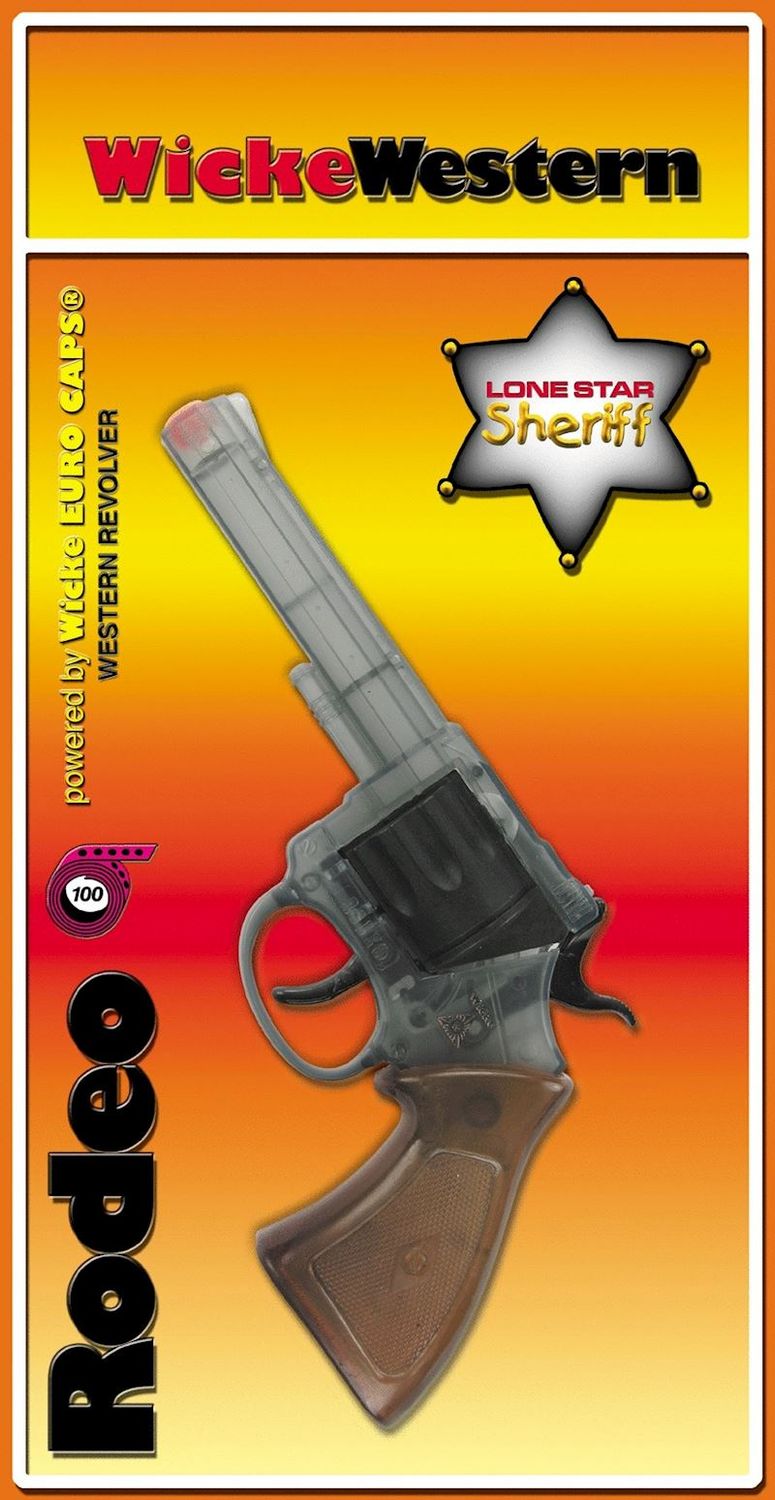 Pistolet en plastique transparent rodéo de cow-boy, pour amorces pétard de 100 coups, carnaval et déguisement