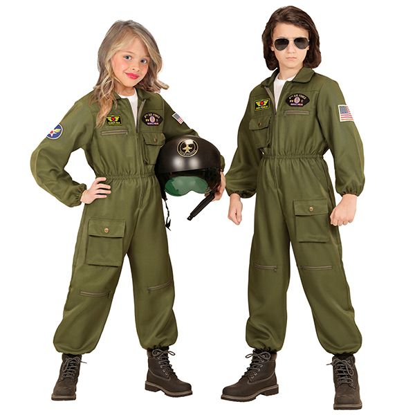 Costume Combinaison de pilote kaki, grandeur 8 à 10 ans, pour carnaval, anniversaire, déguisement