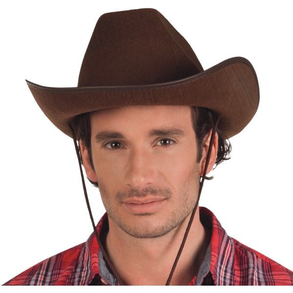 Chapeau de cowboy brun feutre, pour carnaval, déguisement, anniversaire