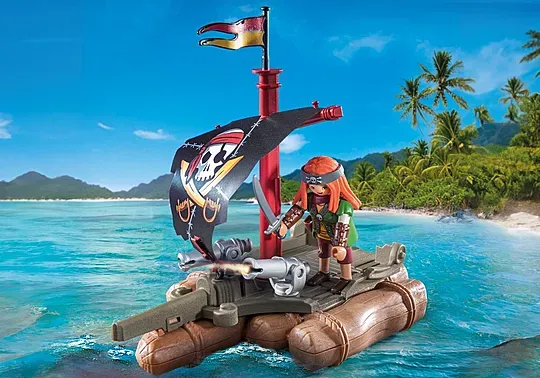 Playmobil Pirate avec radeau flottant, canons et trésor
