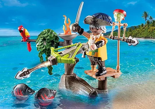 Playmobil Pirate avec arbalète, flèche et poissons à viser