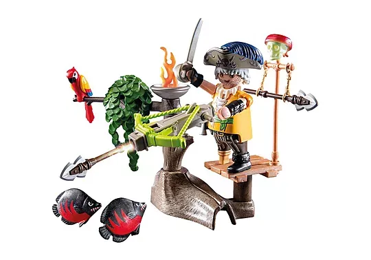 Playmobil Pirate avec arbalète, flèche et poissons à viser