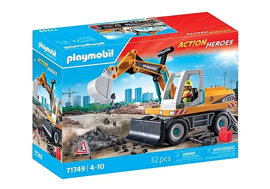 Playmobil Pelleteuse mécanique avec ouvrier et accessoires