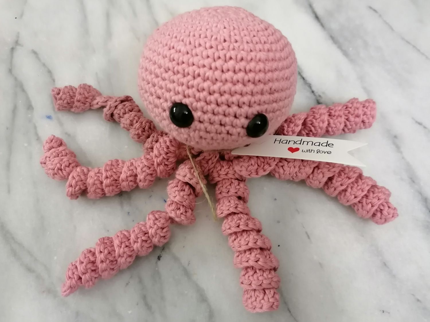 Doudou Pieuvre, couleur vieux rose, avec hochet FAIT MAISON!!!