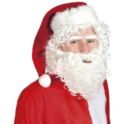 Perruque, barbe et sourcils blanc de Père Noël 17 cm
