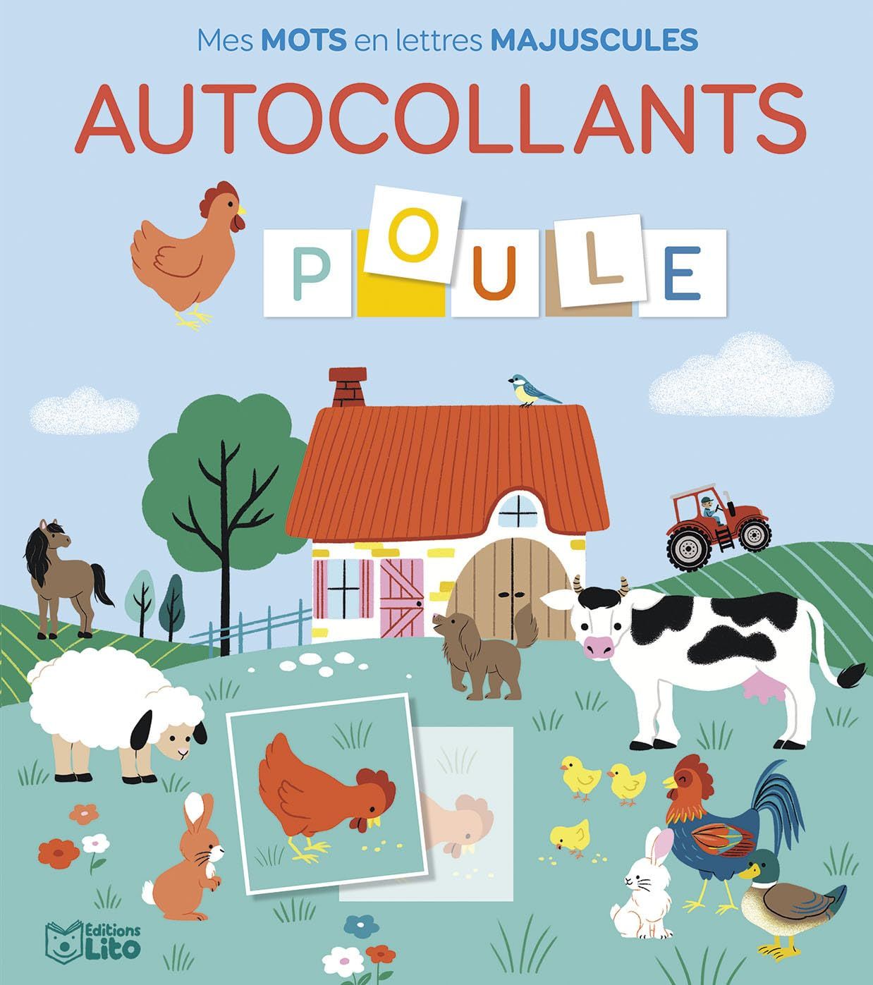 Livre cahier A la ferme - Mes mots en lettres majuscules autocollants - Dès 4 ans