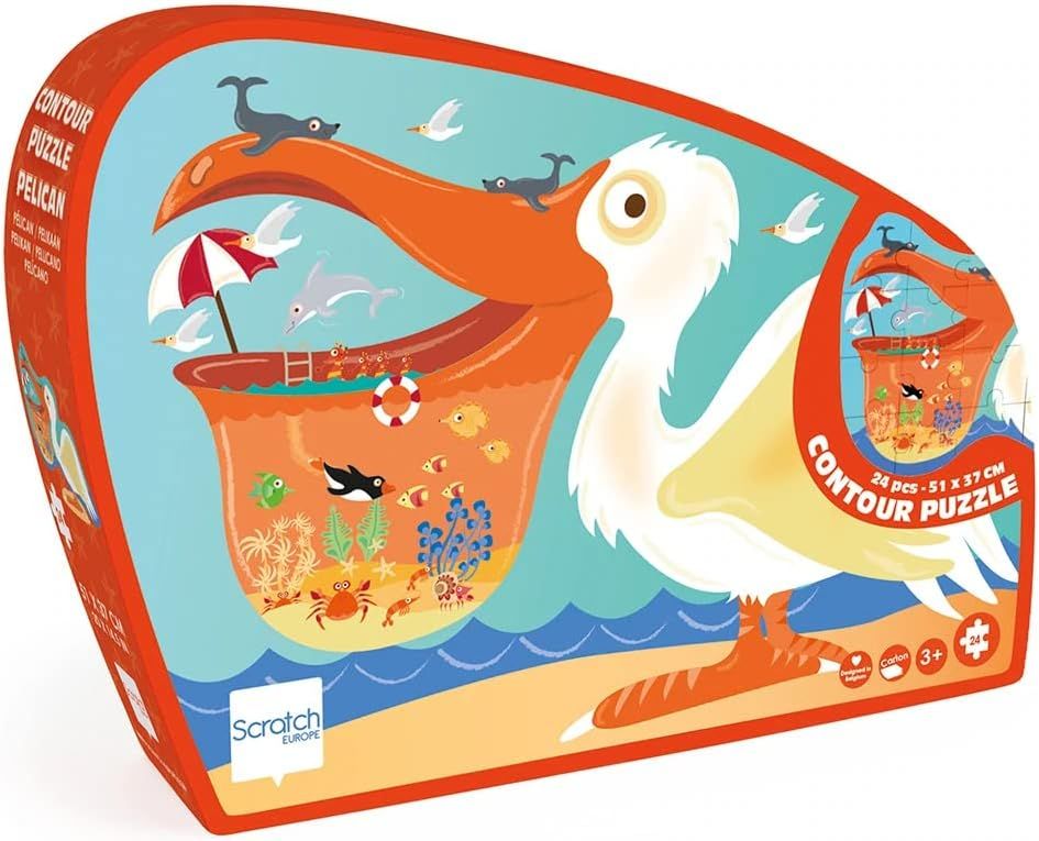 Scratch- Animaux  Puzzle Pelican pour Enfants à partir de 3 Ans, 24 pièces