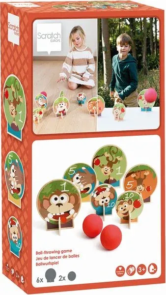 Scratch jeu de lancer de balles les singes fous, en bois, dès 3 ans